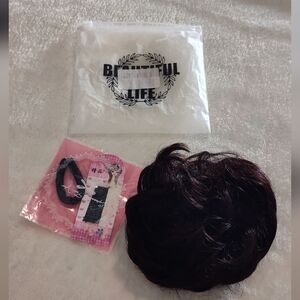 NEW!! Dark Brown Hair Wig/Bun/Scrunchie with Accessories
